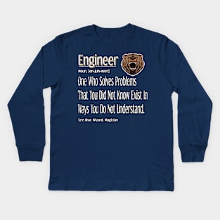 Funny Engineer Definition Awesome Engineering Gift For Bear Lovers Kids Long Sleeve T-Shirt